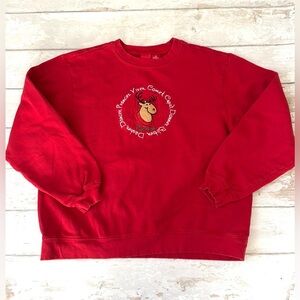 Women’s L/G Red Christmas Crewneck Sweatshirt Rudolph Reindeer Size Large